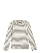 T-Shirt L/S Modal Striped Tops T-shirts Long-sleeved T-Skjorte Grey Petit Piao
