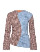 Sgclementine, 2118 Checkered Jersey Tops T-shirts & Tops Long-sleeved Beige STINE GOYA