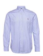 Custom Fit Striped Stretch Oxford Shirt Tops Shirts Casual Blue Polo Ralph Lauren