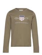 Archive Shield Ls T-Shirt Tops T-shirts Long-sleeved T-Skjorte Khaki Green GANT