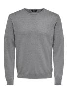 Onswyler Life Reg 14 Ls Crew Knit Noos Tops Knitwear Round Necks Grey ONLY & SONS