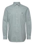 Custom Fit Checked Poplin Shirt Tops Shirts Business Green Polo Ralph Lauren