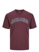 Jjecaleb Varsity Tee Ss O-Neck Noos Tops T-Kortærmet Skjorte Burgundy Jack & J S