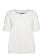 T-Shirt Gathered Sleeve Tops T-shirts & Tops Short-sleeved White Tom Tailor