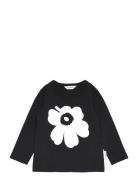 Yksi Unikko Placement I Tops T-shirts Long-sleeved T-Skjorte Black Marimekko