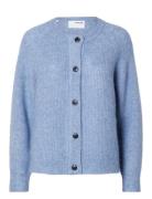 Slflulu Ls Knit Short Cardigan Noos Tops Knitwear Cardigans Blue Selected Femme