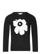 Yksi Unikko Placement Ii Tops T-shirts Long-sleeved T-Skjorte Black Marimekko