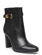 Bailey Burnished Leather Bootie Shoes Boots Ankle Boots Ankle Boots With Heel Black Lauren Ralph Lauren