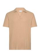 Regular-Fit Ribbed Cotton Polo Shirt Tops Polos Short-sleeved Beige Mango