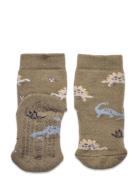 Dinosaurs Socks - Let's Go Strømper Non-slip Green Melton