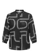 Carmatte Life 3/4 O-Neck Shirt Aop Tops Shirts Long-sleeved Black ONLY Carmakoma