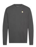 Viggo Badge Long Sleeve - Regenerat Tops T-Langærmet Skjorte Grey Knowledge Cotton Apparel