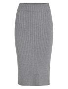 Viril Pencil Hw Knit Skirt - Noos Knælang Nederdel Grey Vila