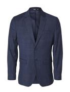 Slhslim-Neil Dark Blue Check Blz Noos Suits & Blazers Blazers Single Breasted Blazers Blue Selected Homme