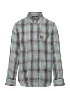 Button Down Check Shirt Tops Shirts Long-sleeved Shirts Blue Lyle & Scott