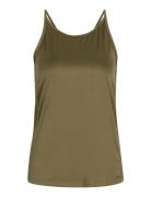 Women Sports Strap Top Sport T-shirts & Tops Sleeveless Khaki Green ZEBDIA