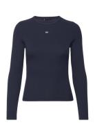 Tjw Slim Essential Rib Ls Tops T-shirts & Tops Long-sleeved Navy Tommy Jeans