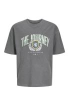 Jorcharge Washed Tee Ss Ln Styd Jnr Tops T-Kortærmet Skjorte Grey Jack & J S