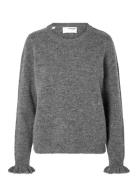 Slflulu Ls Knit Frill Cuff O-Neck Noos Tops Knitwear Jumpers Grey Selected Femme