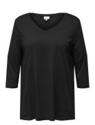 Carbonnie Life 3/4 V-Neck A-Shape Jrs Tops T-shirts & Tops Short-sleeved Black ONLY Carmakoma