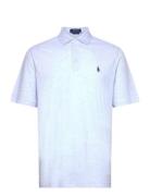 Classic Fit Cotton-Linen Mesh Polo Shirt Tops Polos Short-sleeved Blue Polo Ralph Lauren