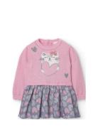 Knitwear Combined Dress For Baby -Bci Dresses & Skirts Dresses Casual Dresses Long-sleeved Casual Dresses Pink Boboli