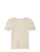 Nmfhenny Ss Slim Top Tops T-Kortærmet Skjorte Beige Name It