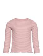 Long-Sleeved Knitted T-Shirt Tops T-shirts Long-sleeved T-Skjorte Pink Mango