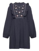 Flowers Cotton Dress Dresses & Skirts Dresses Casual Dresses Long-sleeved Casual Dresses Navy Mango