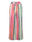 Multi-Coloured Striped Linen Trousers Bottoms Trousers Straight Leg Multi/patterned Mango