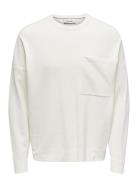 Onslamai Ovz 12 Ls Pocket Crew Knit Tops Knitwear Round Necks White ONLY & SONS