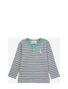 Baby Stripes Waffle Butt D T- Shirt Tops T-shirts Long-sleeved T-Skjorte Blue Bobo Choses