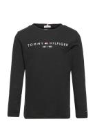 U Essential Tee L/S Tops T-shirts Long-sleeved T-Skjorte Black Tommy Hilfiger