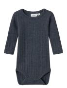 Nbmwang Wool Needle Ls Body Solid Noos Bodies Long-sleeved Navy Name It