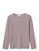 Nkfwang Wool Needle Ls Top Solid Tops T-shirts Long-sleeved T-Skjorte Purple Name It