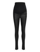 Vmmseven Ss Smooth Coated Pants Noos Bottoms Trousers Slim Fit Trousers Black Vero Moda Maternity