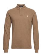 Custom Slim Fit Mesh Polo Shirt Tops Polos Long-sleeved Brown Polo Ralph Lauren