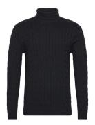 Slhryan Structure Roll Neck Tops Knitwear Turtlenecks Black Selected Homme