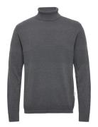 Slhmaine Ls Knit Roll Neck W Noos Tops Knitwear Turtlenecks Grey Selected Homme