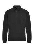 Sebastian Polo Sweat With Emb. Tops Polos Long-sleeved Black Casual Friday