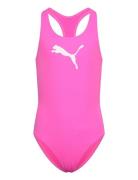 Puma Swim Girls Racerback Swimsuit 1P Sport Swimsuits Pink Puma Swim