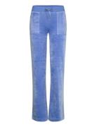 Del Ray Classic Velour Pant Pocket Design Beach Sand Bottoms Trousers Joggers Blue Juicy Couture