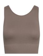 Onpjaia Life Un Sl Seam Short Top Sport Crop Tops Sleeveless Crop Tops Brown Only Play