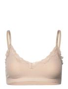 Silk Bra Top Lingerie Bras & Tops Soft Bras Non Wired Bras Beige Rosemunde