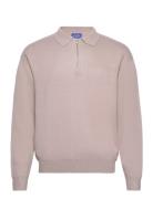 Jorray Knit Ls Polo Tops Knitwear Long Sleeve Knitted Polos Beige Jack & J S