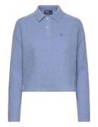 Cable Wool-Cashmere Polo Shirt Tops T-shirts & Tops Polos Blue Polo Ralph Lauren