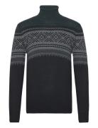 Heritage Jaqcuard Roller Neck Tops Knitwear Turtlenecks Black Lindbergh