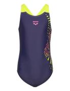 Girl's Arena Vortex Swimsuit V Back Black-Turquois Sport Swimsuits Navy Arena