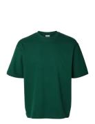 Slhlooseoscar Ss O-Neck Tee Noos Tops T-Kortærmet Skjorte Green Selected Homme