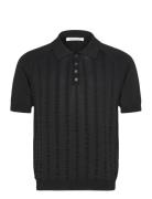 Troy Polo Knit Ss Designers Knitwear Short Sleeve Knitted Polos Black Wood Wood